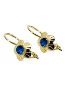 14k żółte złoto Szafir Kolczyki Styl Vintage vec028y